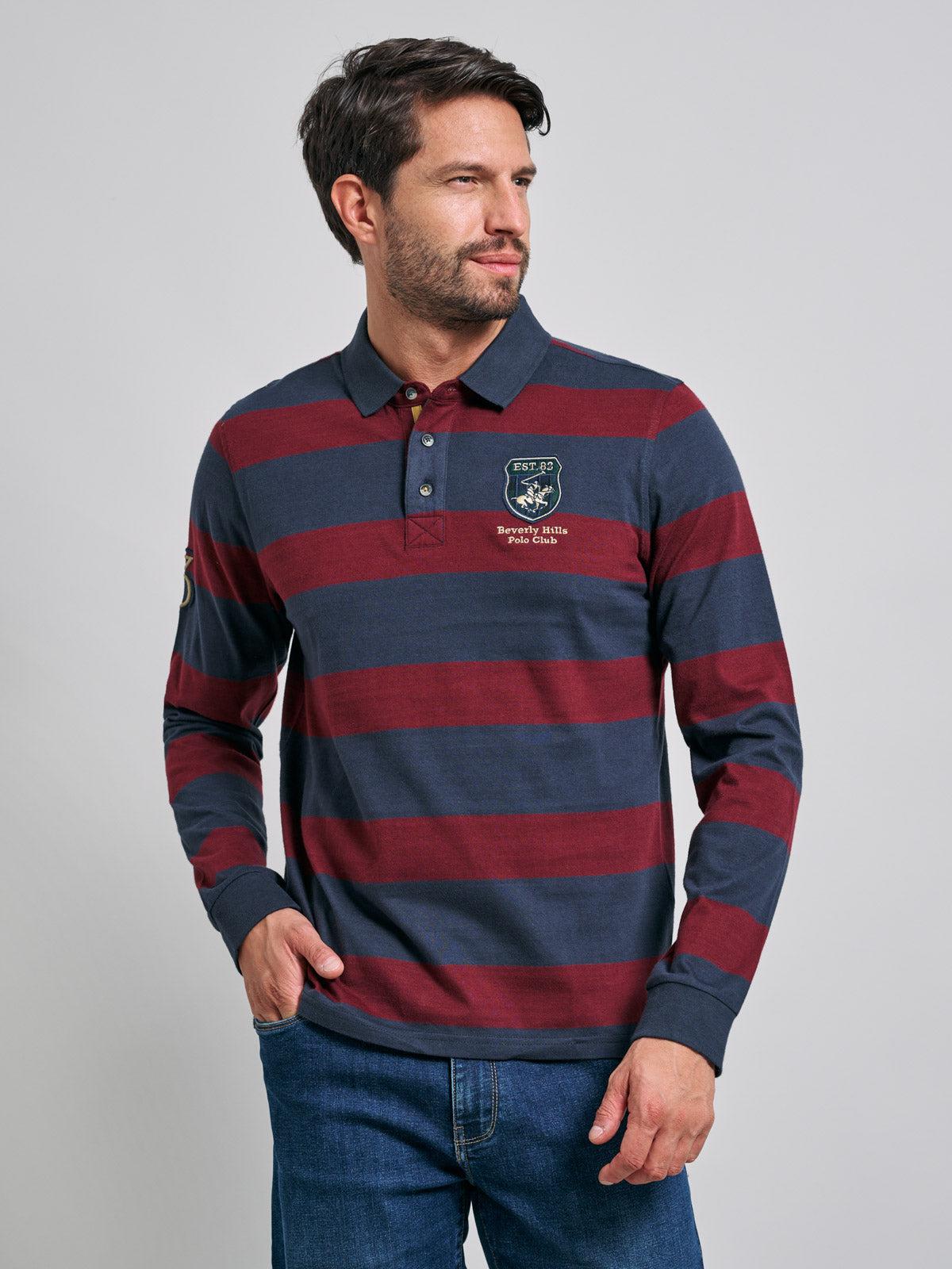 Polo Shirt VÃªtements Rugby Homme TEAM RUGBY SHIRT NAVY RED – BEVERLY HILLS POLO CLUB