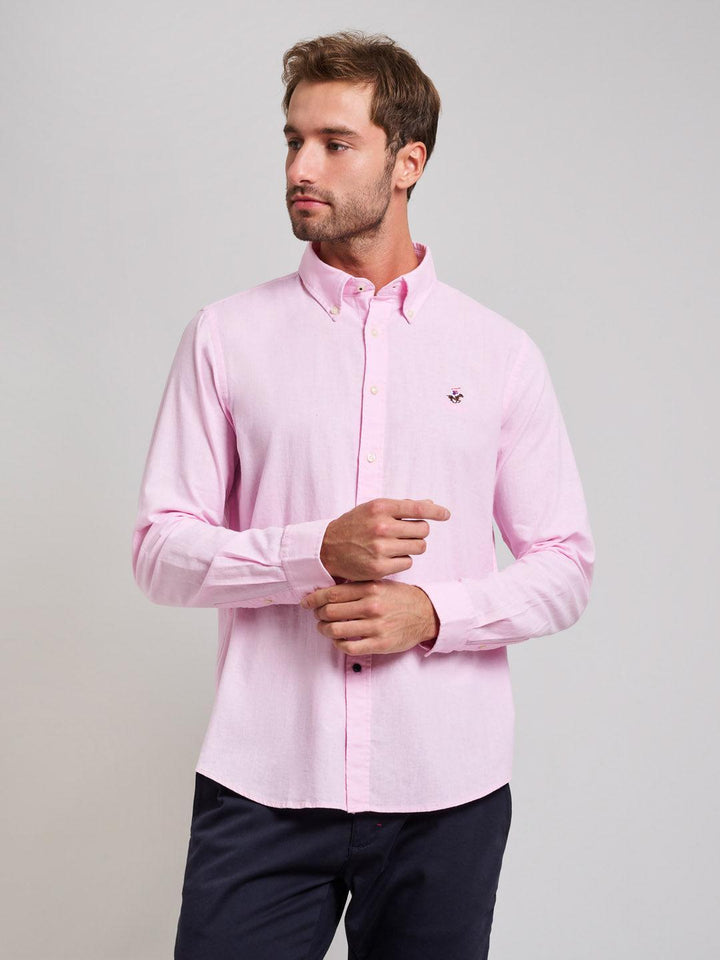 beverly hills polo club dress shirts BUTTON DOWN LINEN BLEND SHIRT LIGHT PINK – or the US Beach Wedding Blue Dress Color:B-Custom Color SCHL007354_DGR