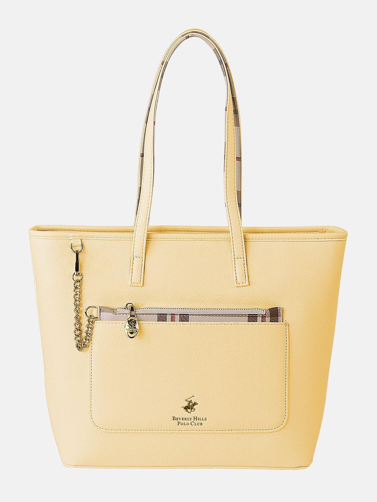 Beverly Hills Polo Club UK-CHECK PURSE MINI TOTE YELLOW