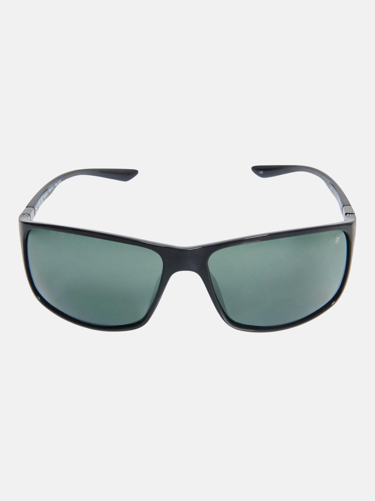 Beverly Hills Polo Club UK-ULTEM WRAP POLARISED SUNGLASSES BLACK GUN SOLID GREEN